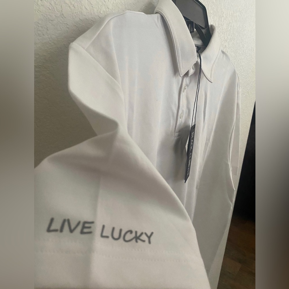 Mens Supreme White Black Clover Polo Shirt (L)